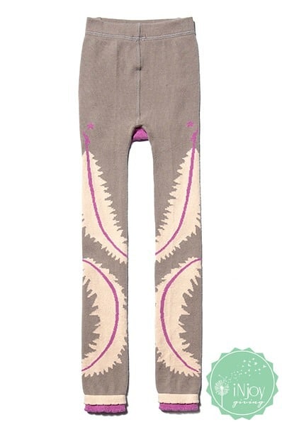Luna Leggings Organic Cotton Footless Tights | Pink Feather