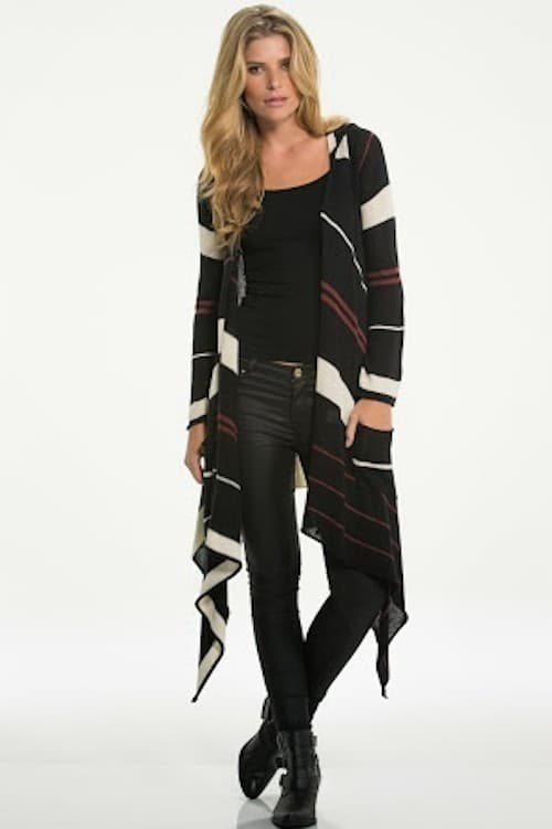 Draped Open Cardigan Black