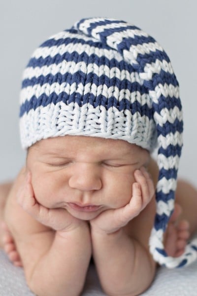 The Blueberry Hill Lucy Striped Baby Beanie- Sky/Navy