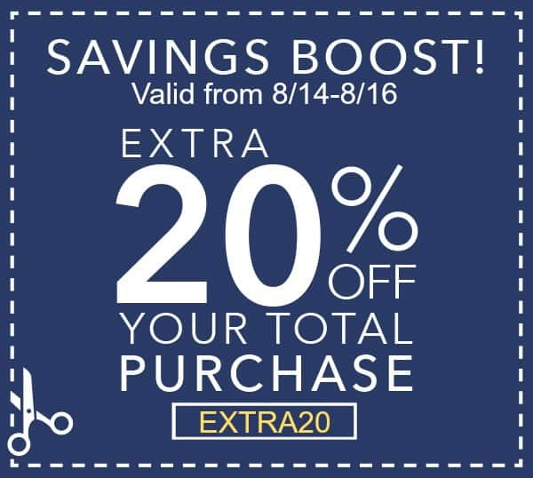 SAVINGS BOOST 20 PERCENT OFF