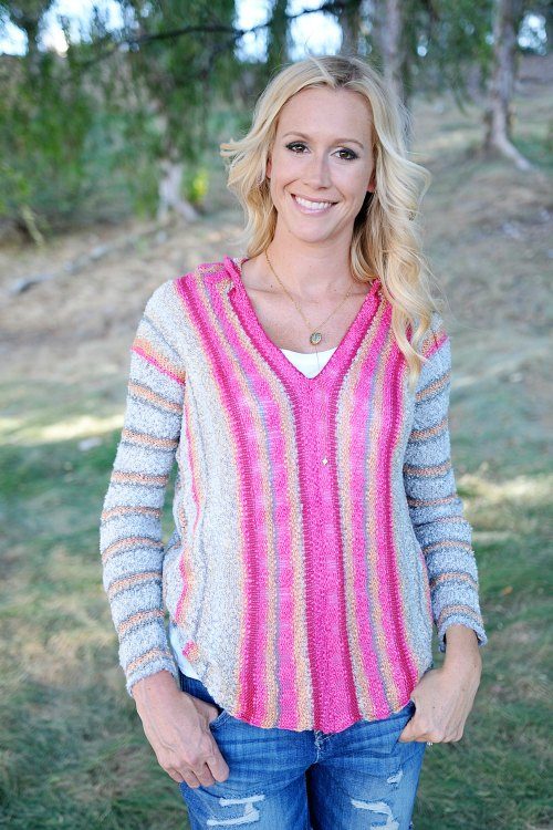 Summer Sunset Striped Hoodie Poncho