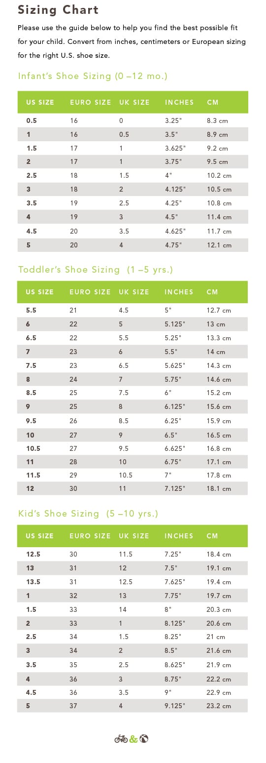 Morgan & Milo Shoes Size Chart