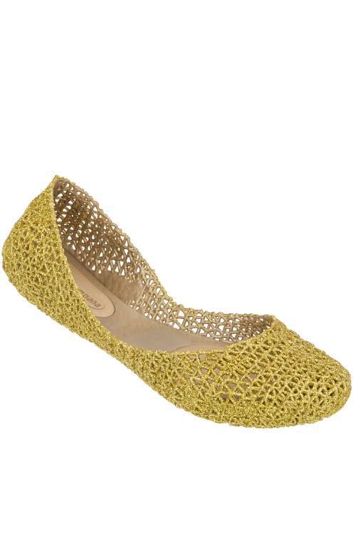 Melissa Campana Papel Gold Glitter Shoes