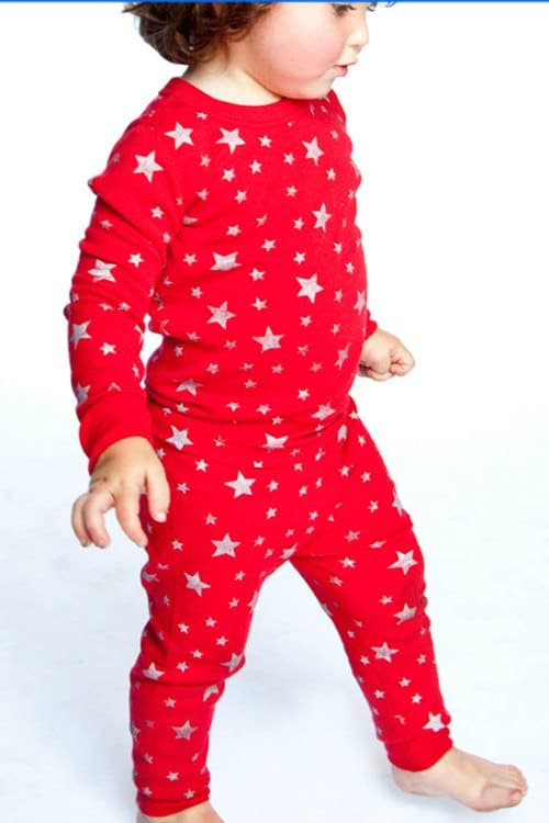Skylar Luna Red Silver Stars Holiday Pajamas | Shopinjoy.com