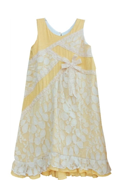 Isobella Chloe Arabella Lace Ruffle Yellow Dress