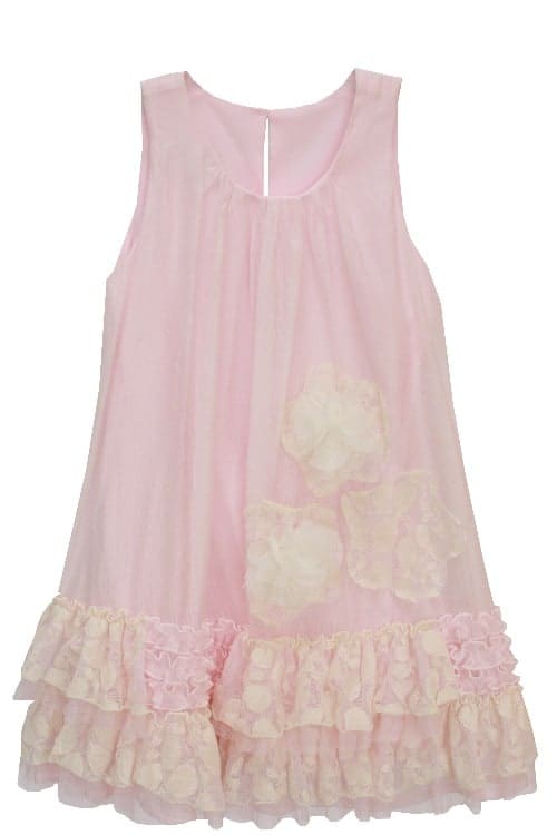 Isobella Chloe Vicki Vintage Lace Ruffle Pink Dress