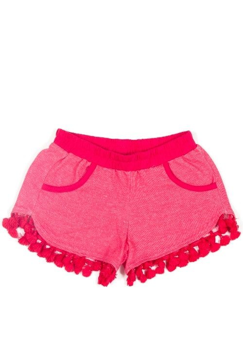 Paper Wings Clothing Watermelon Pink Tassel Shorts 1