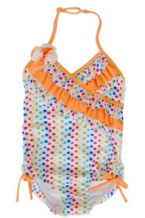 Isobella & Chloe Girls Ruffle Swimsuit | Candy Dots