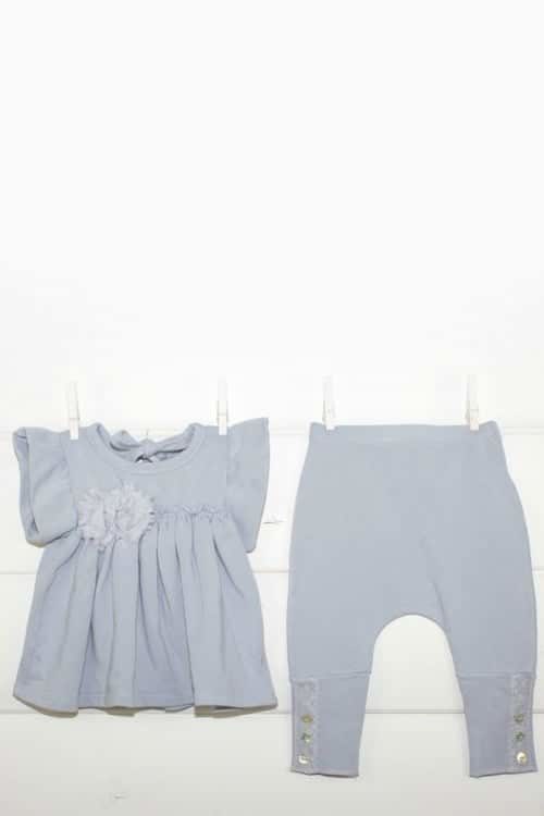 Baby Girl Chloe Dress & Leggings Set by Hatch & Cloak | Silver Mist