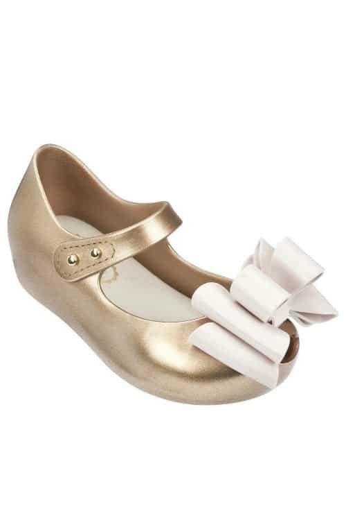 mini melissa ultra girl sweet bow shoe gold