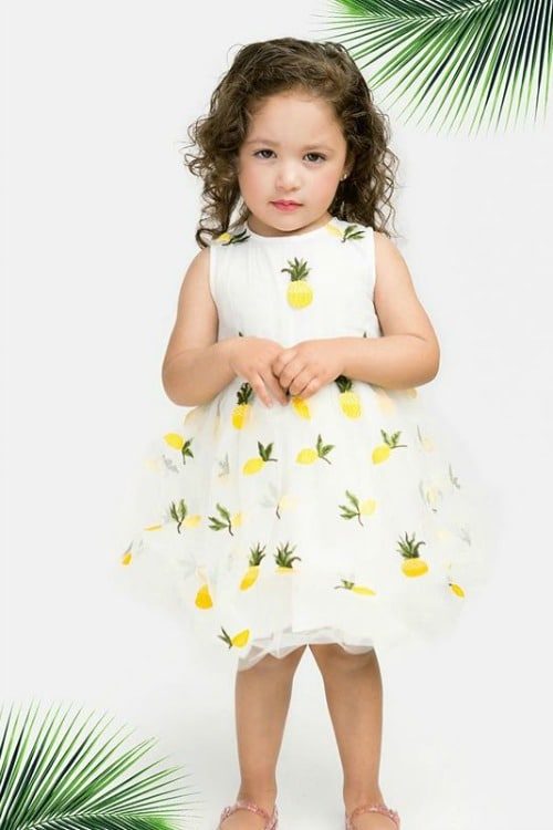 Pineapple & Lemon White Tulle Party Dress
