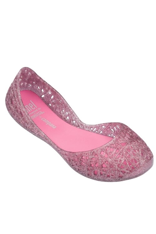 Mel by Melissa Campana Zig Zag Flat Shoe Pink Candy Glitter