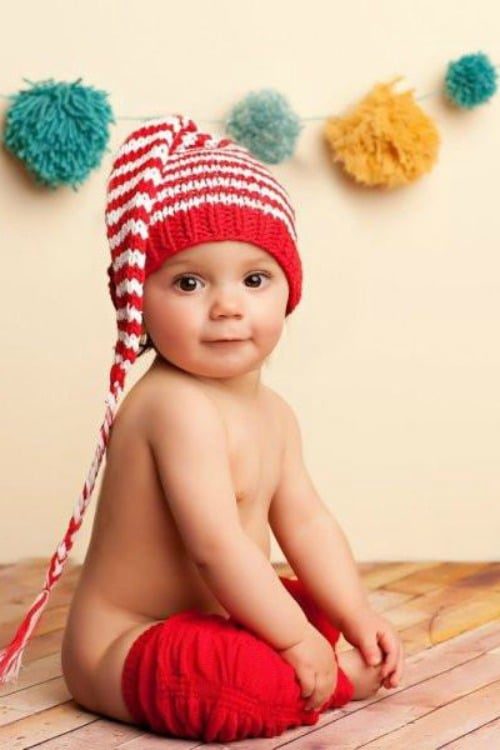 Lucy Red White Striped Baby Hat